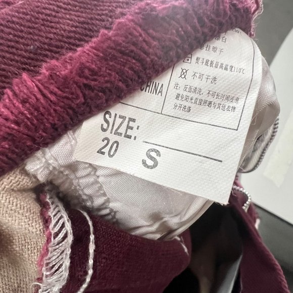 Empty Soda Patchwork Jeans Womens Maroon White Tan Denim Size S - Picture 6 of 11